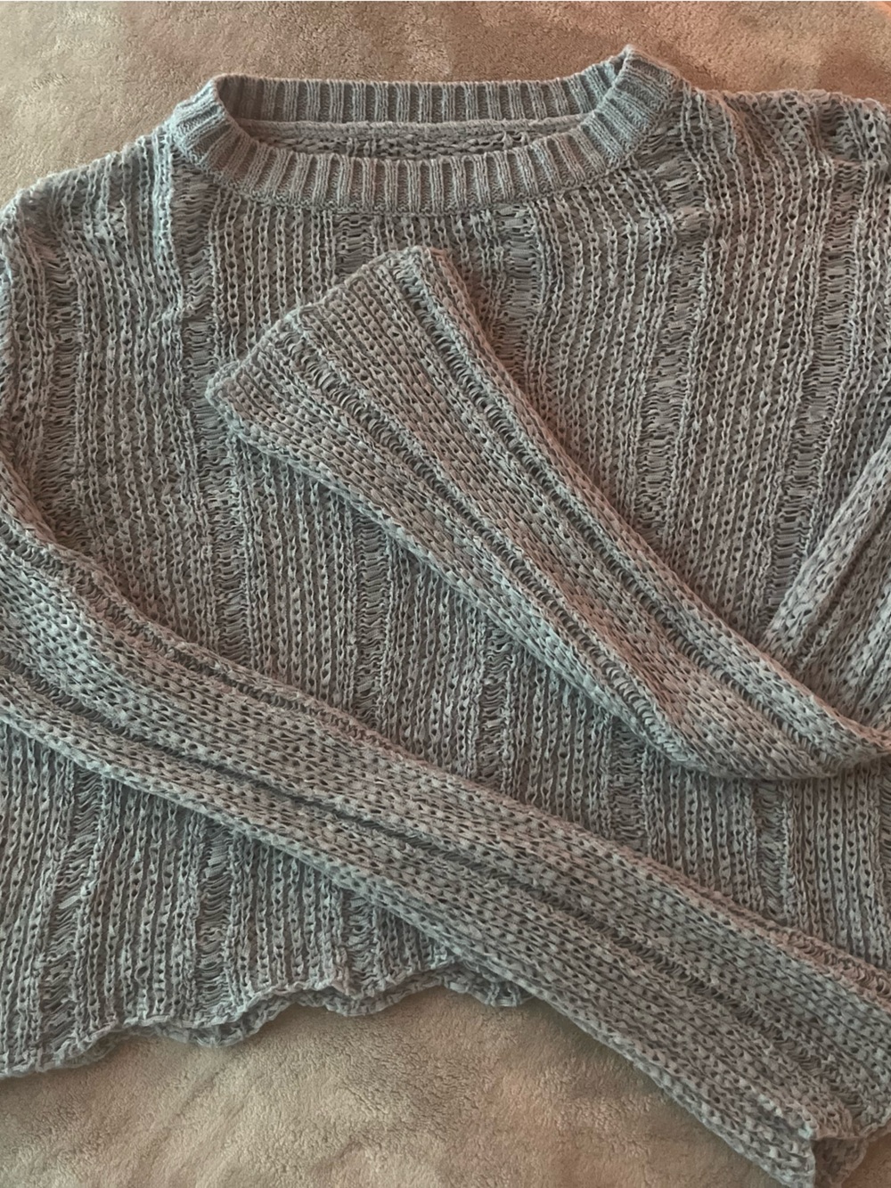 Cozy Women's Light Blue Ribbed Knit Sweater